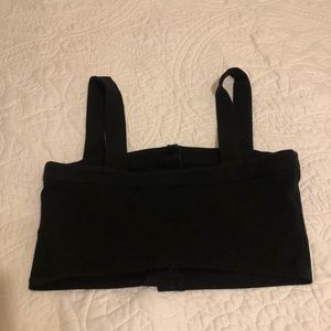 Black Button Up Crop Top